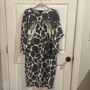 Ashley Stewart Gray and Black Midi Dress